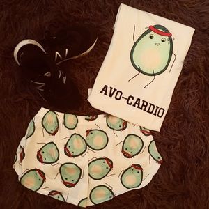 Girls avocado pajamas & New Balance tennis shoes
